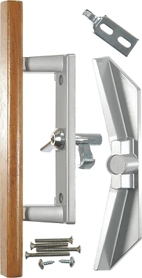 V1104 Aluminum Patio Door Latch Set With Oak Handle