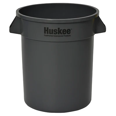 Continental Commercial Huskee 2000GY 20 Gallon Round Plastic Trash Can, Gray