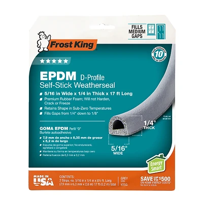 Frost King V25GA Extreme Rubber Weatherseal, 5/16 In. x 1/4 In. x 17 Ft.