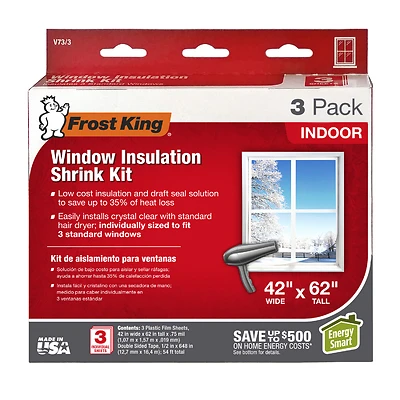 Frost King V73/3H Indoor Window Insulation Sheets, 42 x 62 In., 3-Pk.