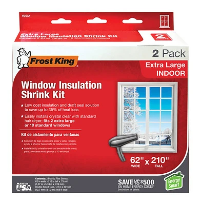 Frost King V75H Indoor Shrink Window Kit, 62 x 210 In., Plastic