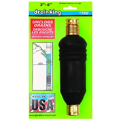 Drain King 750 Water-Powered Drain Opener, 3-6 In. Pipes, 50-80 psi