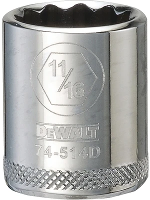 DeWalt DWMT74514OSP SAE Socket, Shallow, 12-Point, 11/16 In., 3/8 In. Drive