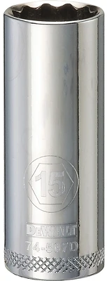 Dewalt DWMT74507OSP Metric Deep Socket, 12-Point, 3/8 In. Drive, 15mm