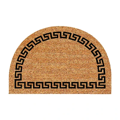 Greek Key 24 In. X 36 In. Coir/vinyl Half Round Door Mat