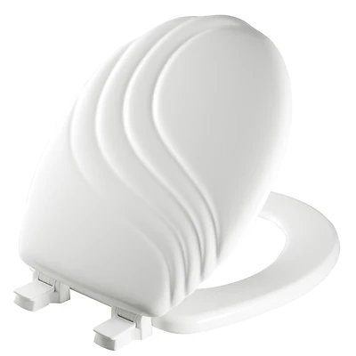 Mayfair 27EC-000 Round Wood Toilet Seat, Swirl Design, Easy-Clean Hinge