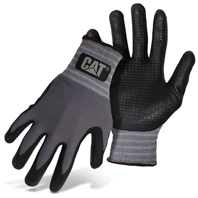 Cat CAT017419X Dipped Work Gloves, Nitrile Coated, XL, Gray