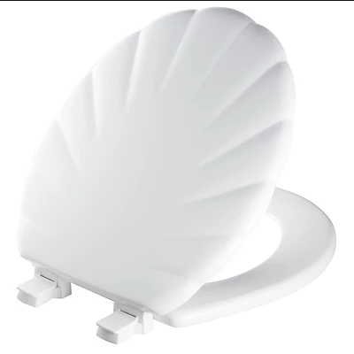 Bemis 22EC-000 Mayfair Round Molded Wood Toilet Seat, Shell Design, White