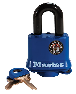 Master Lock 312D Keyed Laminated Padlock, Blue Cover, 1-1/2 In.