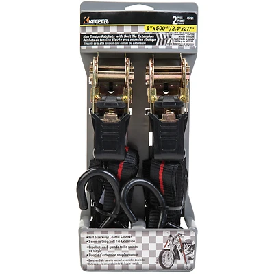 Power Sports Vehicle Ratchet Tie Down, 1 In. x 8 Ft., 2-Pk.