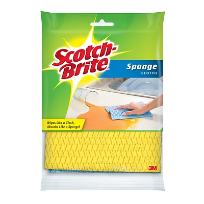 Scotch-Brite 9055 Sponge Cloth, 6.8 x 7.8 In., 2-Pk.
