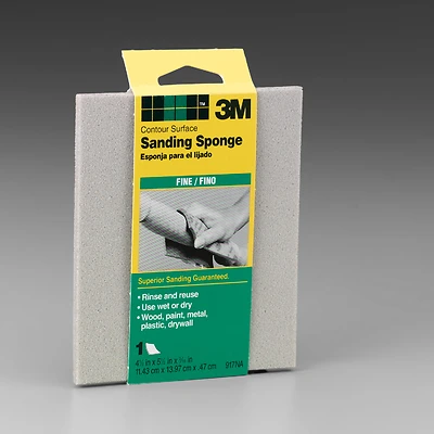 3M 917DC-NA Contour Sanding Sponge, Fine, 4.5 x 5.5 In.