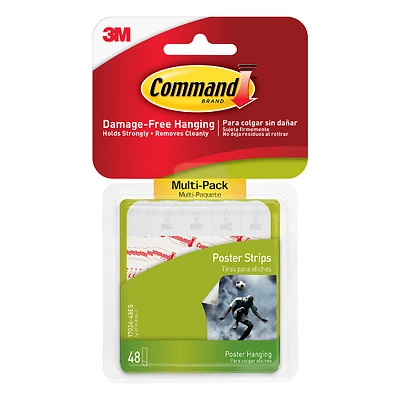 Command 17024-48ES Small Poster Strip, Foam Backing, White, 1 lb