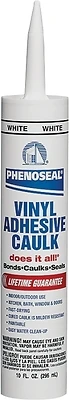 Vinyl Adhesive Caulk, White, 10-oz.