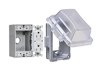 Taymac MKG420CS Extra Duty GFCI Receptacle Kit, 1-Gang, Clear