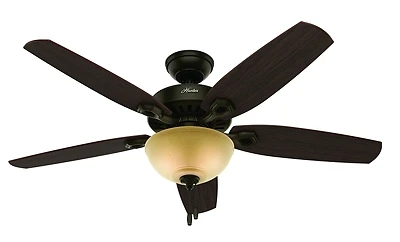 Hunter 53091 Builder Deluxe Ceiling Fan with Light, Bronze, 52-In., 5-Blade