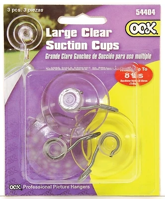 OOK Suction Cup Hooks, Clear, 5 Lb. Capacity, 3-Pc.
