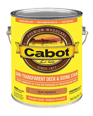 Cabot 16380-07 Semi-Transparent Deck & Siding Stain, Redwood, 1-Gallon
