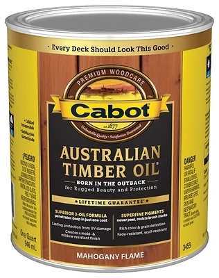 Cabot 3459-05 Australian Timber Oil, Mahogany Flame, Translucent Exterior Finish, 1 Quart