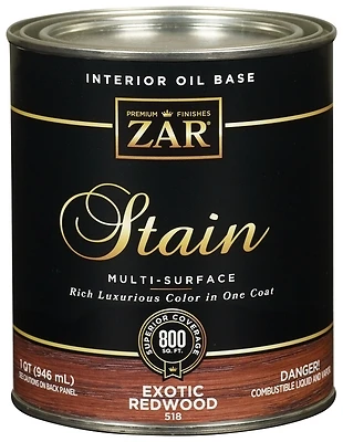 Zar 51812 Interior Wood Stain, Exotic Redwood, 1 Qt.