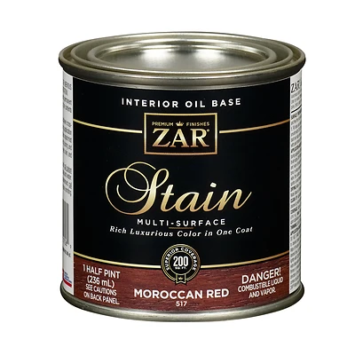 Zar 51706 Interior Wood Stain, Moroccan Red, 1/2 Pt.