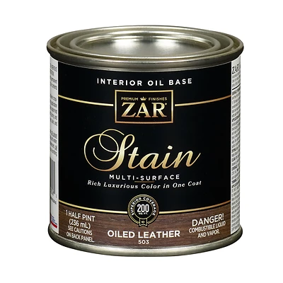Zar 50306 Interior Wood Stain, Oiled Leather, 1/2 Pt.