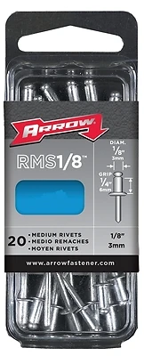 Arrow RMST1/8 Stainless Steel Rivets, 1/8 x 1/4 In., 20-Pack