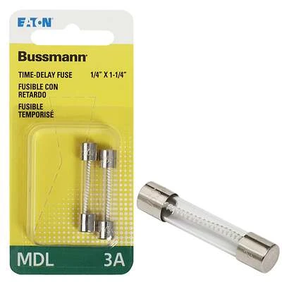 Bussmann BP/MDL-3 Fuse, 3 A, 250 V, 100 A, 10 kA Interrupt, Glass Body, G, Miniature, Time Delay Fuse