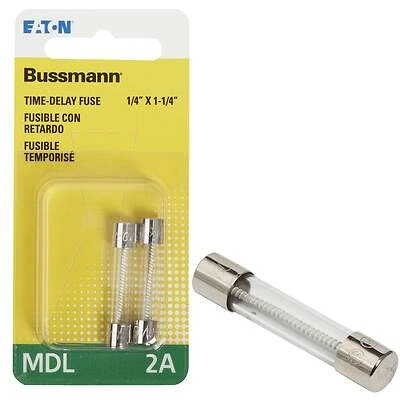Bussmann BP/MDL-2 Fuse, 2 A, 250 V, 100 A, 10 kA Interrupt, Glass Body, G, Miniature, Time Delay Fuse