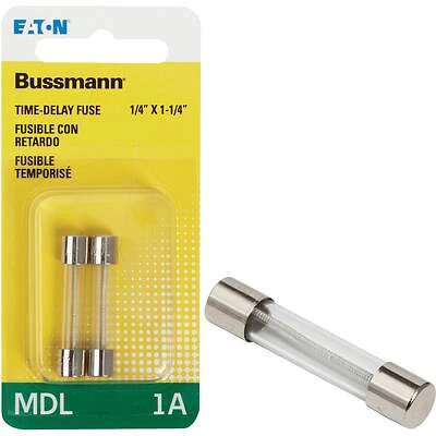 Bussmann BP/MDL-1 Fuse, 1 A, 250 V, 35 A, 10 kA Interrupt, Glass Body, G, Miniature, Time Delay Fuse
