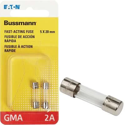 Bussmann BP/GMA-2A Fast-Acting Glass Fuse, 2A, 125/250V, 2-Pk.