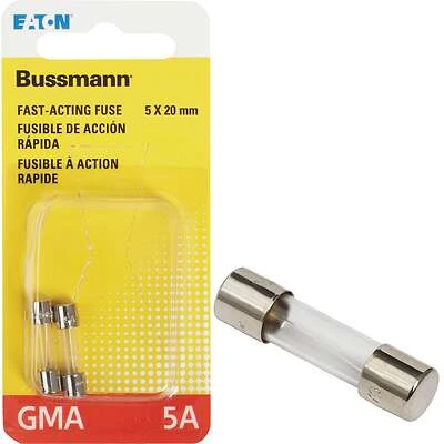 Bussmann BP/GMA-5A Fast-Acting Glass Fuse, 5A, 125V, 2-Pk.