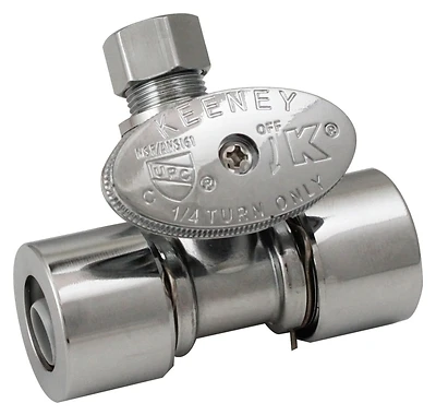 Keeney K2802PCPO Push Fit Straight Shut-Off Valve, 1/2 x 1/2 In. Brass