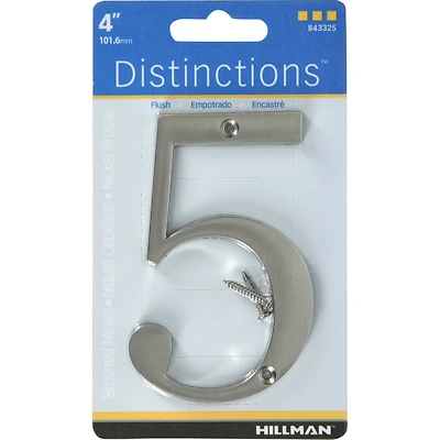 Hillman 843325 Distinctions House Address Number 5, Brushed Nickel, 4 In.