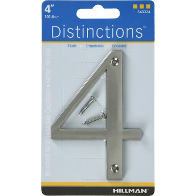 Hillman 843324 Distinctions House Address Number 4, Brushed Nickel, 4-In.