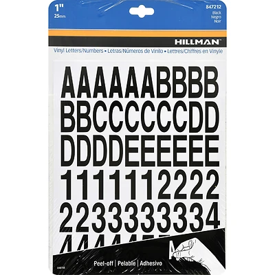 Hillman 847212 Adhesive House Letter & Number Pack, Black Vinyl, 1-In.