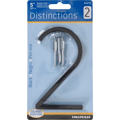 5028371 5 in. Black Metal Number 2 Screw-On - Pack of 3