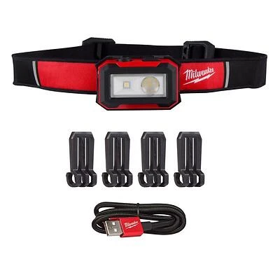 Milwaukee 2012R Rechargeable Headlamp, 450 Lumens, LED Spot/Flood