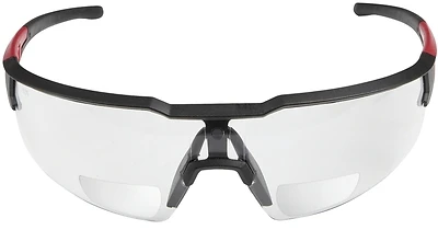 Milwaukee 48-73-2204 Safety Glasses, +2.00 Magnifier, Black/Red Frame