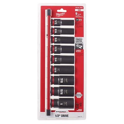 Milwaukee Shockwave 1/2 In. Drive 9-Piece Deep Impact Socket Set