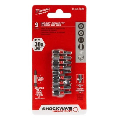 Milwaukee 48-32-4620 Shockwave Security Insert Bit Set, 9-Piece, Steel