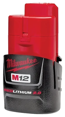 Milwaukee M12 REDLITHIUM 48-11-2420 Rechargeable Battery Pack, 12 V Battery, 2 Ah, 43 min Charging