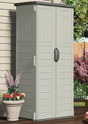 Suncast BMS1250 Vertical Resin Storage Shed, Vanilla, 22 Cu. Ft.