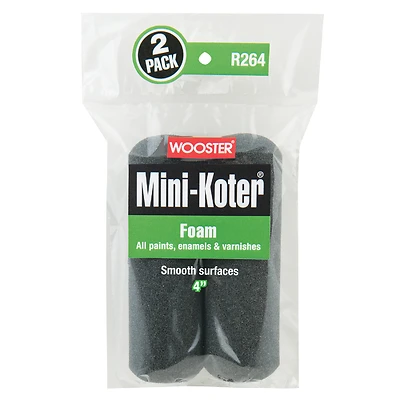 Mini-koter 4 In. Foam Roller Cover (2-pack) - Smooth Surface, All Paints, Model R264-4