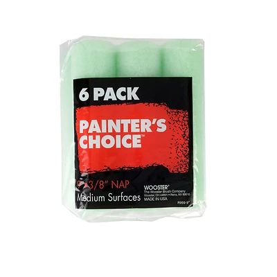 Paint Roller Cover, 3/8 In. Nap x 9 In., 6-Pk.