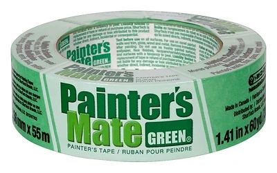Painter's Mate 667017 Painter's Tape, 60 yd L, 1.41 in W, Rubber Backing, Green