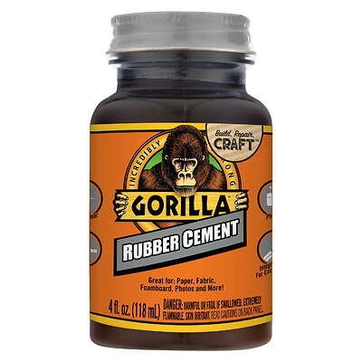 Gorilla 105779 Rubber Cement, 4 Oz, Pack of 6