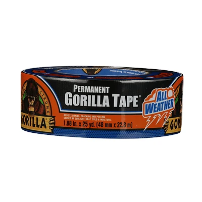 Gorilla 6009002 All-Weather Tape, Black, 1.88 In. x 25 Yd.