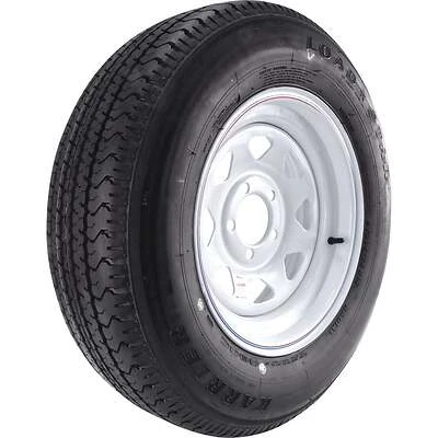 Loadstar Karrier Radial Trailer Tire & 5-Hole Custom Spoke Wheel (5/4.5), 205/75R-15 LRC