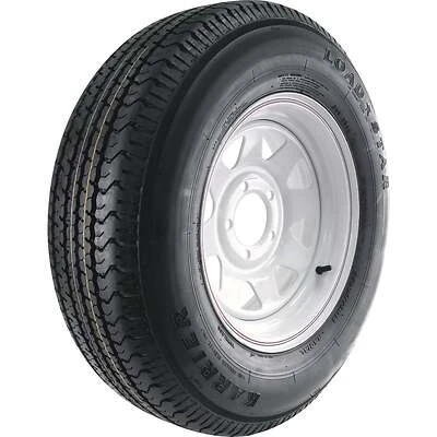 Loadstar Karrier Radial Trailer Tire & 5-Hole Custom Spoke Wheel (5/4.5), 205/75R-14 LRC